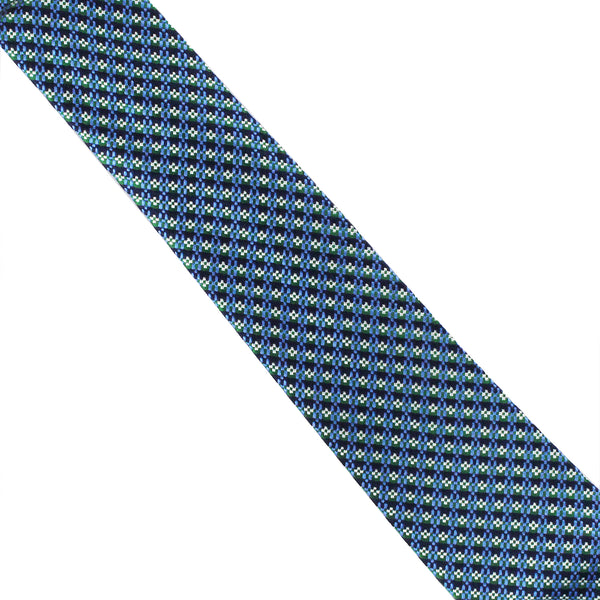 Dunhill woven silk check patterned tie blue green