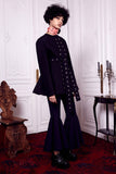 Ellery black cotton twill collarless jacket with eyelet detailing belted waist