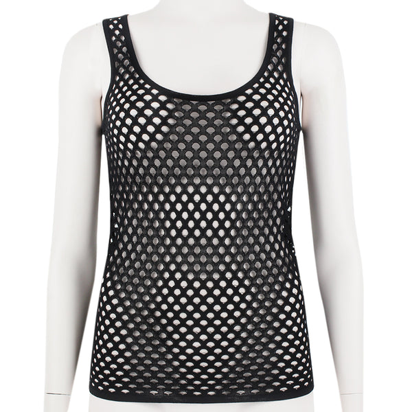 Emilio Pucci form fitting mesh tank in black