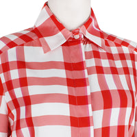 Stella McCartney red and white plaid shirt dress with trapeze hemline