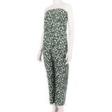 Stella McCartney green and white animal print silk bustier jumpsuit playsuit