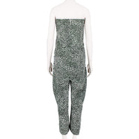 Stella McCartney green and white animal print silk bustier jumpsuit playsuit