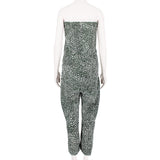 Stella McCartney green and white animal print silk bustier jumpsuit playsuit