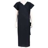 Ter et Bantine Abito Kimono tied wrap dress in a dark blue cotton fabric