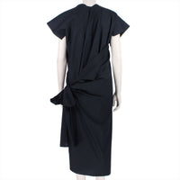 Ter et Bantine Abito Kimono tied wrap dress in a dark blue cotton fabric