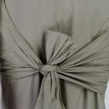 Ter et Bantine tied front wrap dress in a khaki cotton fabric