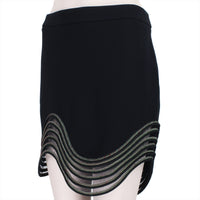 Stella McCartney mini skirt in a midnight blue crepe fabric with swirling rope and sheer tulle hemline