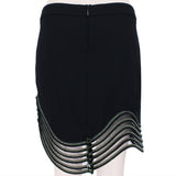 Stella McCartney mini skirt in a midnight blue crepe fabric with swirling rope and sheer tulle hemline