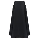 The Row elegant A-line skirt in a woven slub textured silk blend fabric