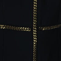 Thomas Wylde tailored slim-fit shift dress in black Gold tone curb chain detailing with sheer mesh covering
