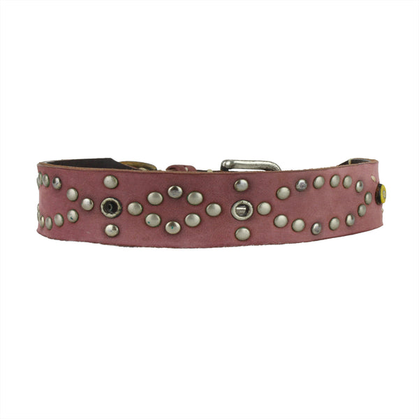 Henry Beguelin handmade dog collar in dark rose pink leather