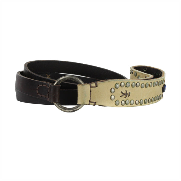 Henry Beguelin handmade dog lead in cream and dark brown leather