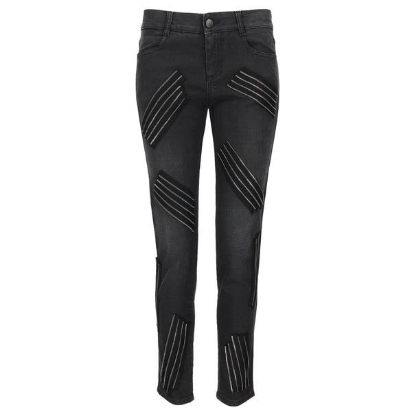 Stella McCartney slim-fitting jeans in a charcoal grey denim with zip appliqué