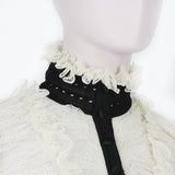 Alexander McQueen luxurious cardigan in an ivory and black sheer ruched lace