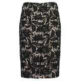 Alexander McQueen blush pink pencil skirt with black lace overlay