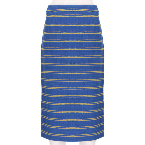 Stella Jean slim-fitting pencil skirt in a blue and yellow striped woven cotton
