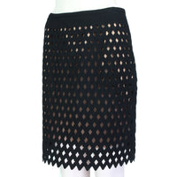 Alaia layered skirt in a black diamond mesh top layer