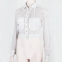 Alaia luxurious macrame jacket in white