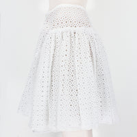 Alaia skater skirt in a sheer macrame soleil pattern white