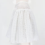 Alaia skater skirt in a sheer macrame soleil pattern white