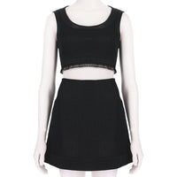 Alaia black raffia two-piece dress skirt & top set
