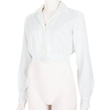 Alaia intricately embroidered cropped jacket in white cotton