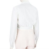 Alaia intricately embroidered cropped jacket in white cotton