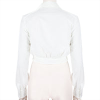 Alaia intricately embroidered cropped jacket in white cotton