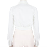 Alaia intricately embroidered cropped jacket in white cotton