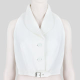 Alaia waistcoat style top in a woven white raffia fabric