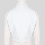 Alaia waistcoat style top in a woven white raffia fabric