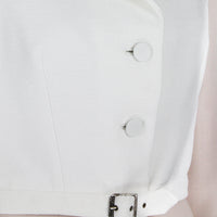 Alaia waistcoat style top in a woven white raffia fabric