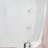 Alaia waistcoat style top in a woven white raffia fabric