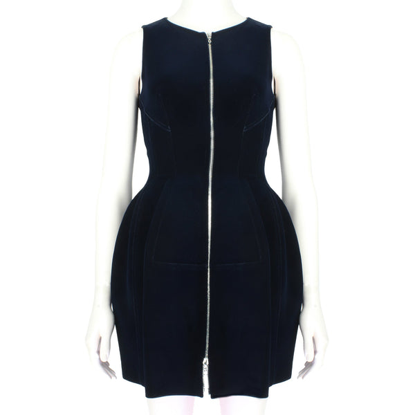 Alaia luxurious fit & flare dress in midnight blue velvet