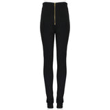 Balmain High-Waisted Trousers black gold zip runway collection 