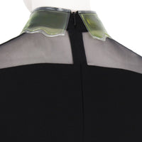 Christopher Kane black dress LBD with liquid aqua panels Siri aqua dress