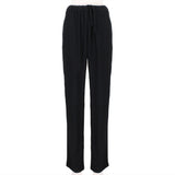 Dries Van Noten straight leg trousers in a black crepe fabric
