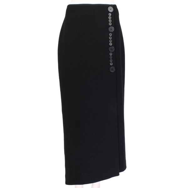 Ellery calf length black skirt with button detailing Jacques asymmetric skirt