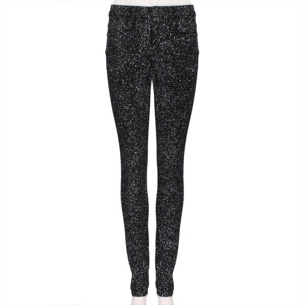 Proenza Schouler skinny fit jeans in a black and white speckled pattern