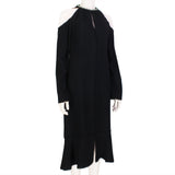 Proenza Schouler long sleeved deconstructed dress in a black crepe fabric
