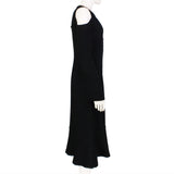 Proenza Schouler long sleeved deconstructed dress in a black crepe fabric