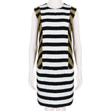 Sonia Rykiel white, black and camel tone shift dress in a textured boucle fabric