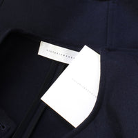 Victoria Beckham Navy Blue Ribbed Sleeve Open Front Jacket
