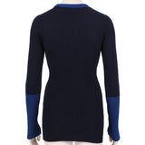 Victoria Beckham runway collection ribbed knitwear jumper sweater in navy blue and blue