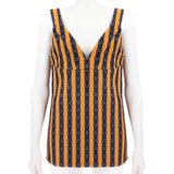 Victoria Beckham runway collection camisole top A textured gingham pattern in orange and midnight blue