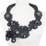 Atelier Swarovski x Giles statement cloud necklace in grey felt with spike and crystal detailing