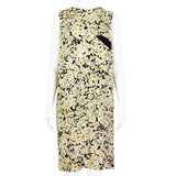 Celine daisy patterned shift dress in black cream and yellow