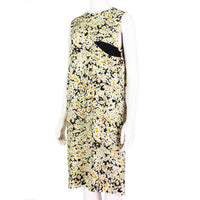 Celine daisy patterned shift dress in black cream and yellow