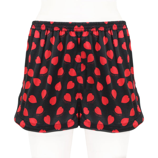 Stella McCartney black and red heart patterned shorts loungewear nightwear