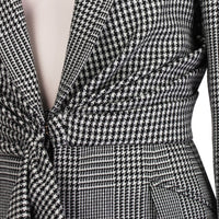 Alexander McQueen black white grey trouser suit with draped jacket blazer